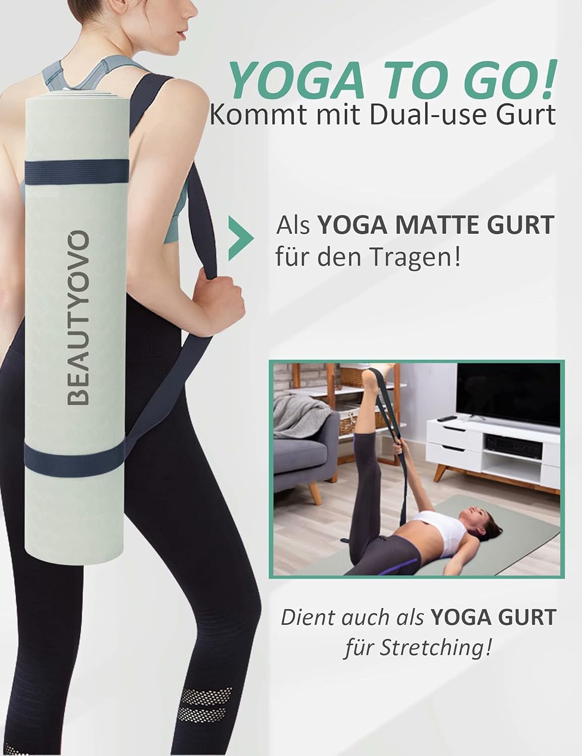 Yoga Mat with Strap Anti Slip