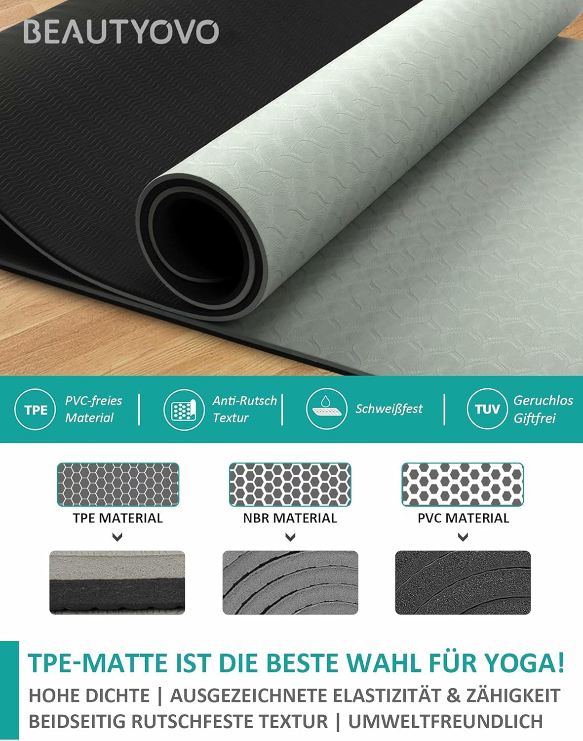 Yoga Mat with Strap Anti Slip